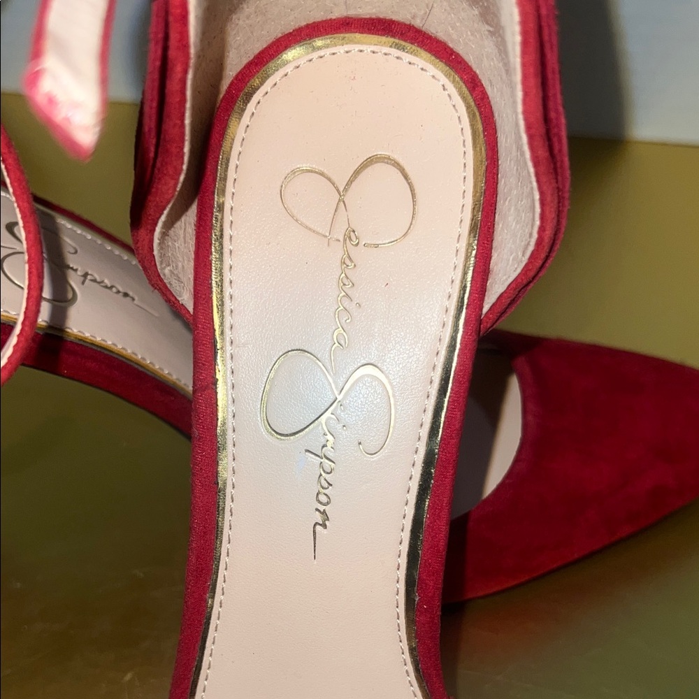 Jessica Simpson Red Suede Heels - Picture 6 of 8